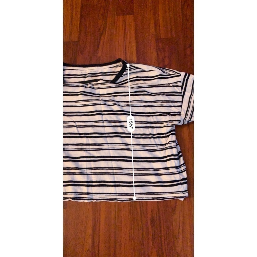 American Eagle Women’s Striped Cropped Blouse Size Medium - Picture 4 of 7